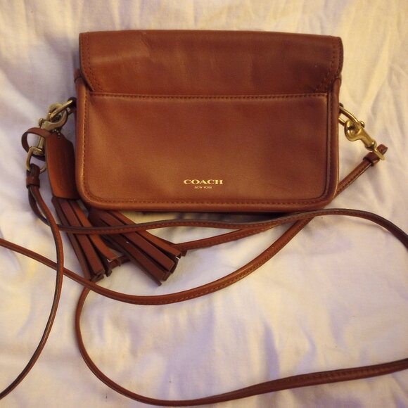 Coach Legacy 19914 Penny Purse Tan Brown Leather Crossbody Turnlock Bag Small - Picture 1 of 8